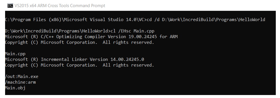 Cross compile - x64 ARM cross tools command prompt