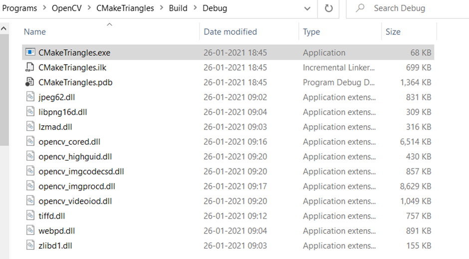 The build folder_CMake OpenCV and Unit Tests