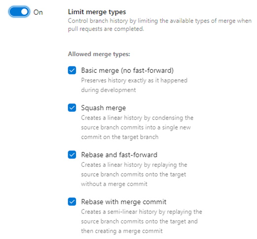 Limit merge types