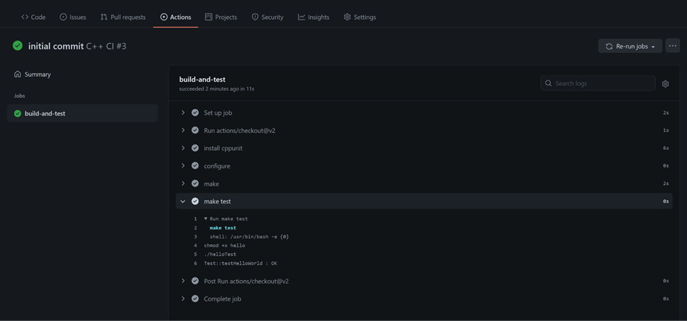 step details_GitHub Actions C++