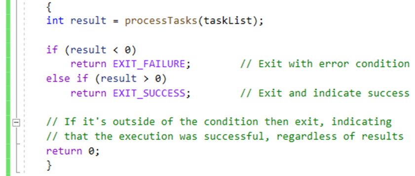 Examples of macros used to return from the main function