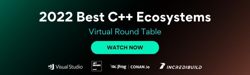 jetbrains MSVC incredibuild jfrog conan.io 2022 best c++ ecosystems