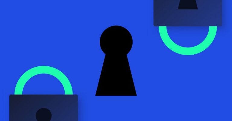 key hole on blue background